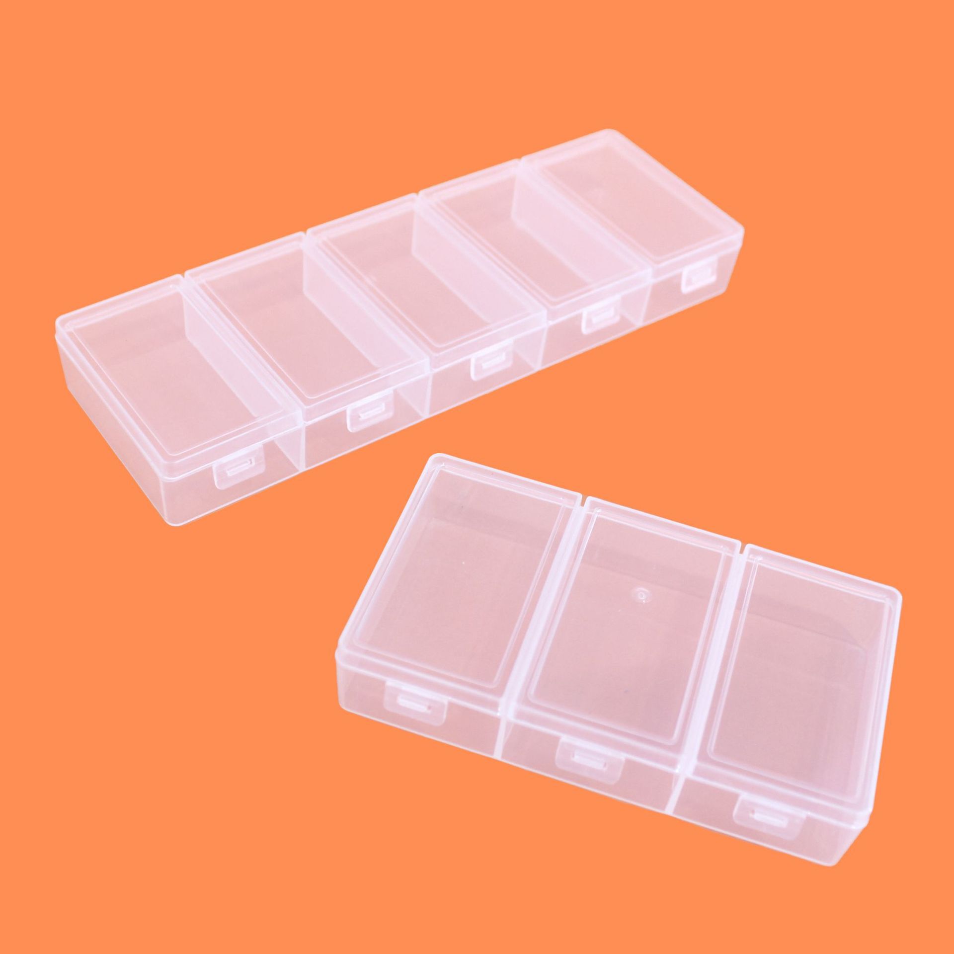 Partition Screen Divider - 3～5グリッド連続列透明プラスチックボックス、個別の蓋付き、電子部品、釣り道具、収納ボックス、ジュエリー用