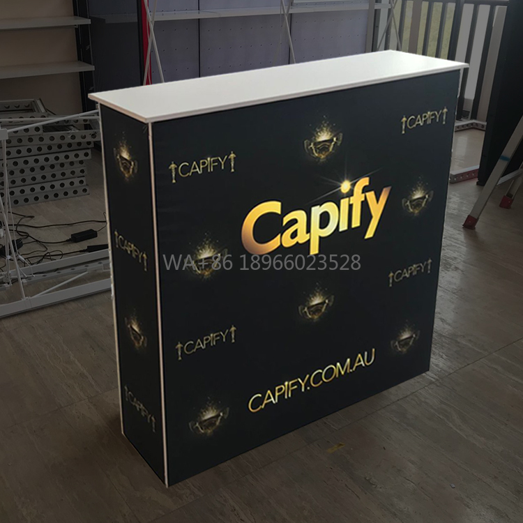Reception Desk Counter - アルミ製バックライト付きポップアップ式展示会受付カウンター