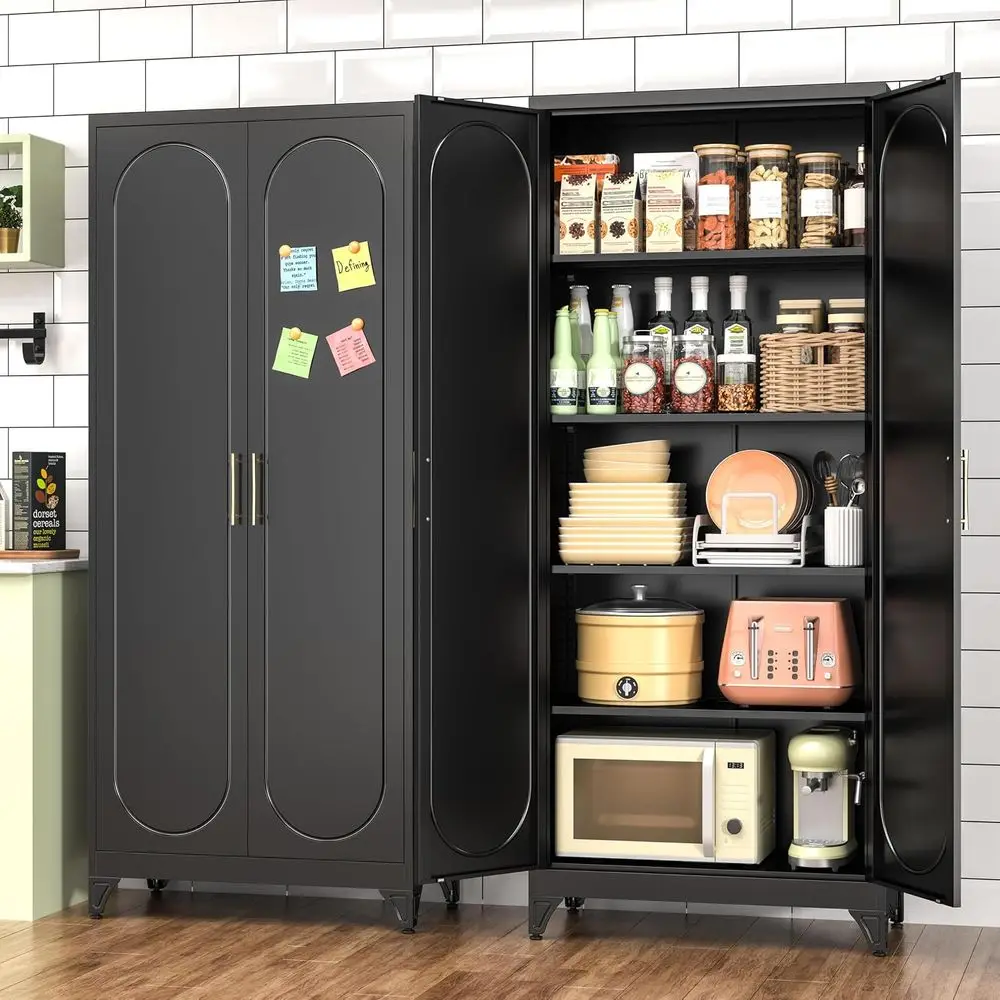 Office Storage Cabinet - 高さ75cmの金属製キッチンパントリーキャビネット、調節可能な棚付き、リビング、オフィス、ガレージ、ランドリールームでの収納に最適