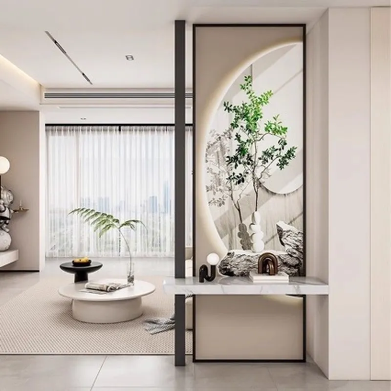 Partition Screen Divider - モダンでシンプルな軽贅沢アートガラススクリーンパーティション、リビングルーム、玄関ドア、寝室用の半壁仕切り