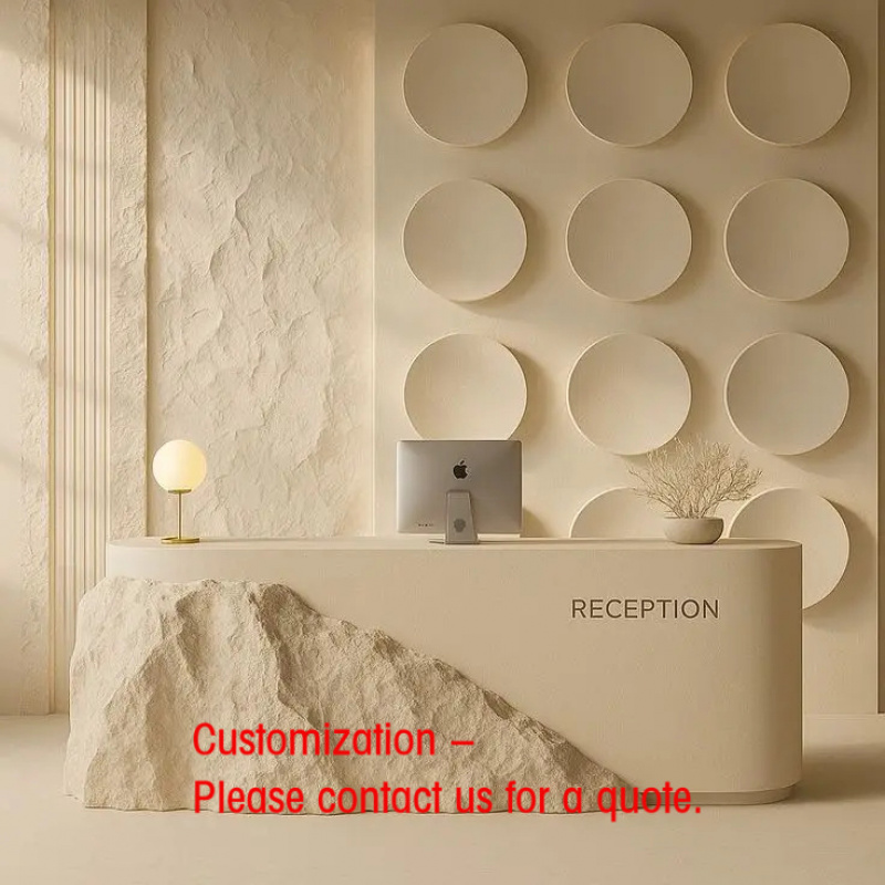 Reception Desk Counter - カスタムデザインオフィスカウンター天然石模様デスクFRP素材受付カウンターホテルレストランショールーム