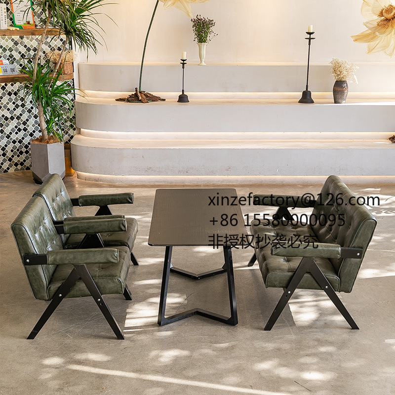 Office Furniture Factory Shop - 工場直販 2026年トップレート レトロミルクティーショップ テーブルと椅子の組み合わせ カフェチェア B&B