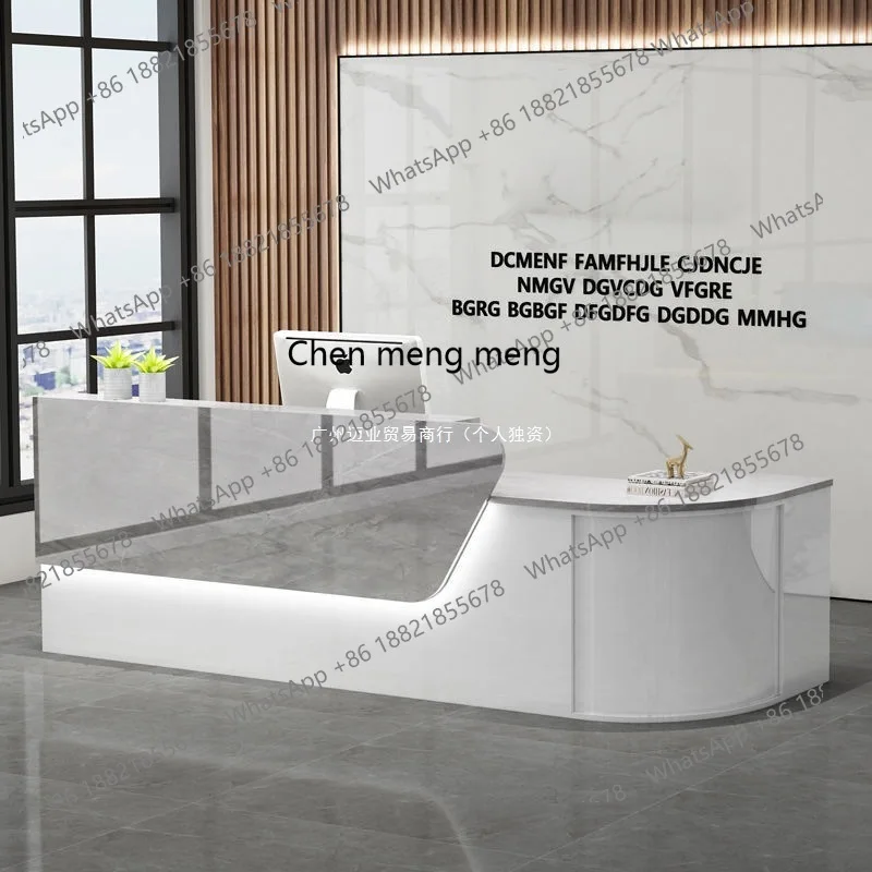 Reception Desk Counter - バーのレジ係、近代的な衣料品店、ミルクティー、小さなカウンターテーブル、曲線状の丸い角の受付デスク