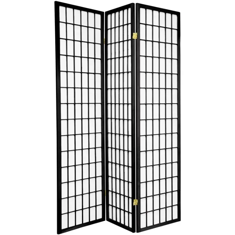 Partition Screen Divider - オリエンタル家具 6フィートの高さの窓ガラス風障子スクリーン 2パネル ブラック ルームディバイダースクリーン ルームパーティション