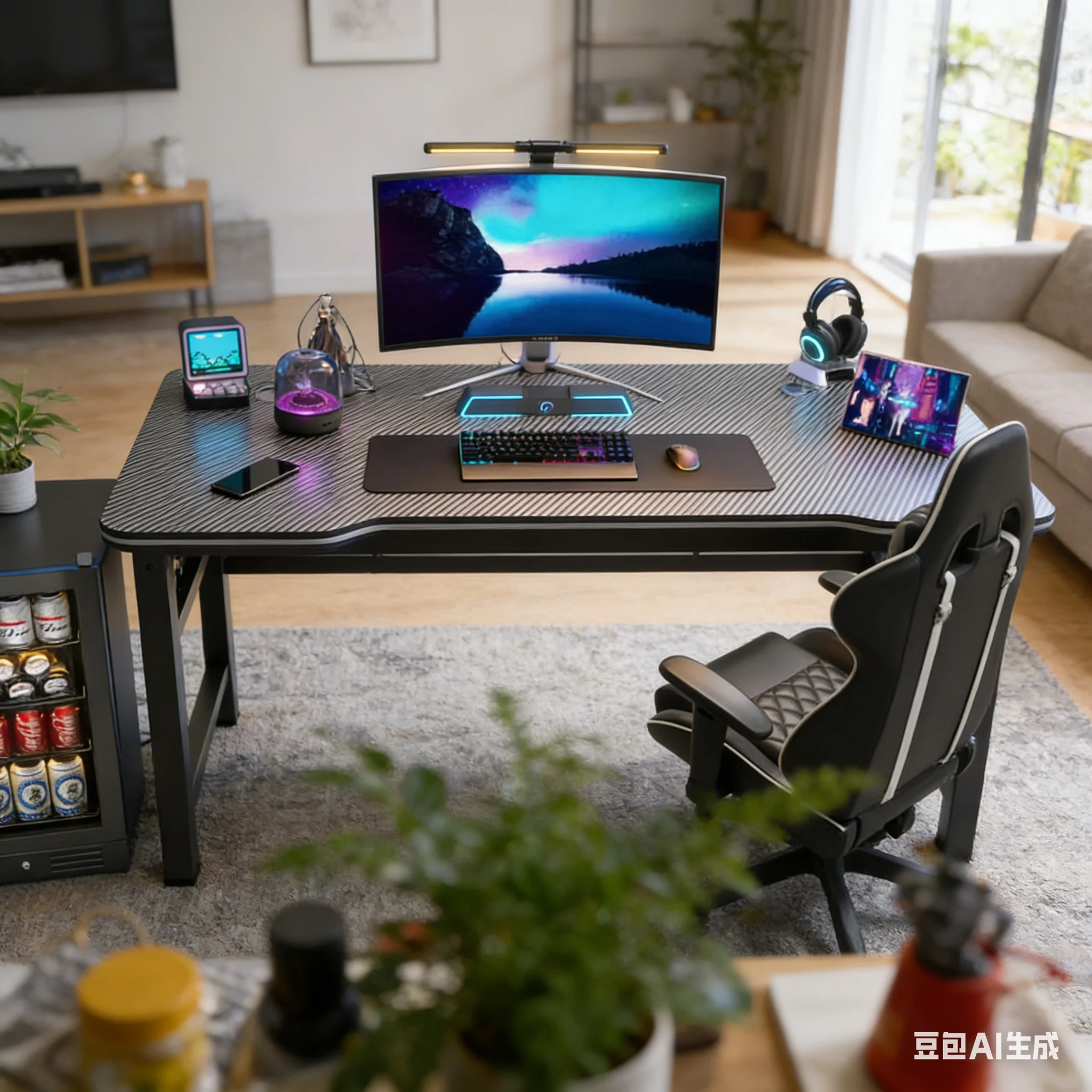 Office Furniture Rental - AOLIVIYA モダンなカーボンファイバー折りたたみ式デスクトップコンピュータデスク、ゲーム用、自宅寝室、レンタルルーム、シンプルなオフィス、スタディライト B8294