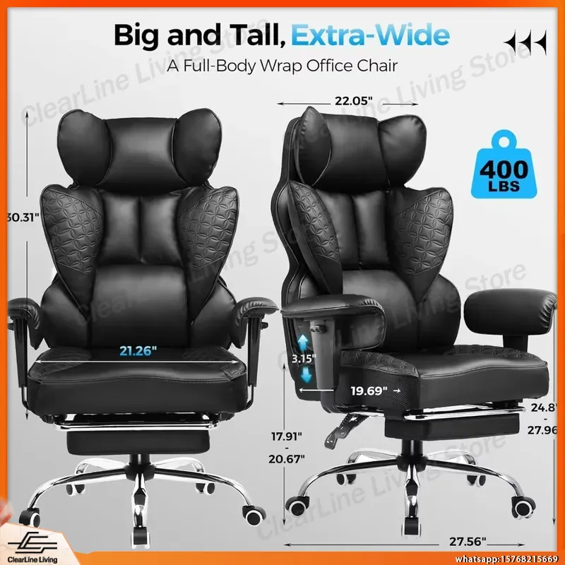 大型で背の高いオフィスチェア、耐荷重400ポンド、人間工学に - Office Furniture Rental のレビューと価格
