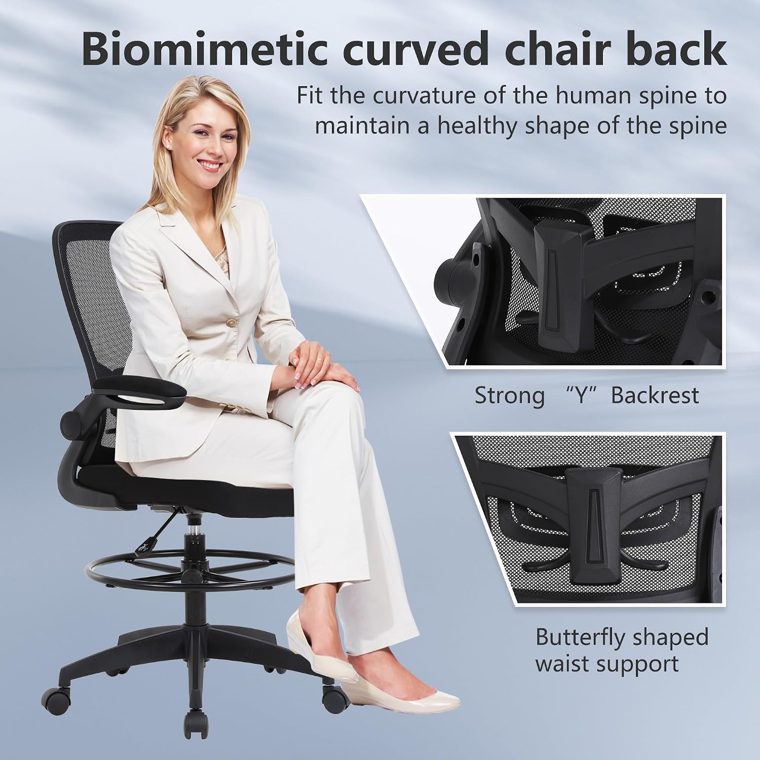 BestOffice製図用チェア、背の高いオフィスチェア、高 - Task Chair Mid Back のレビューと価格