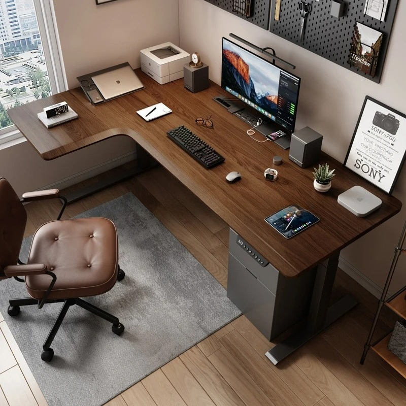 7 形状大型ボスオフィスデスク電動高さ調節可能なコンピュータ - Office Furniture Rental のレビューと価格