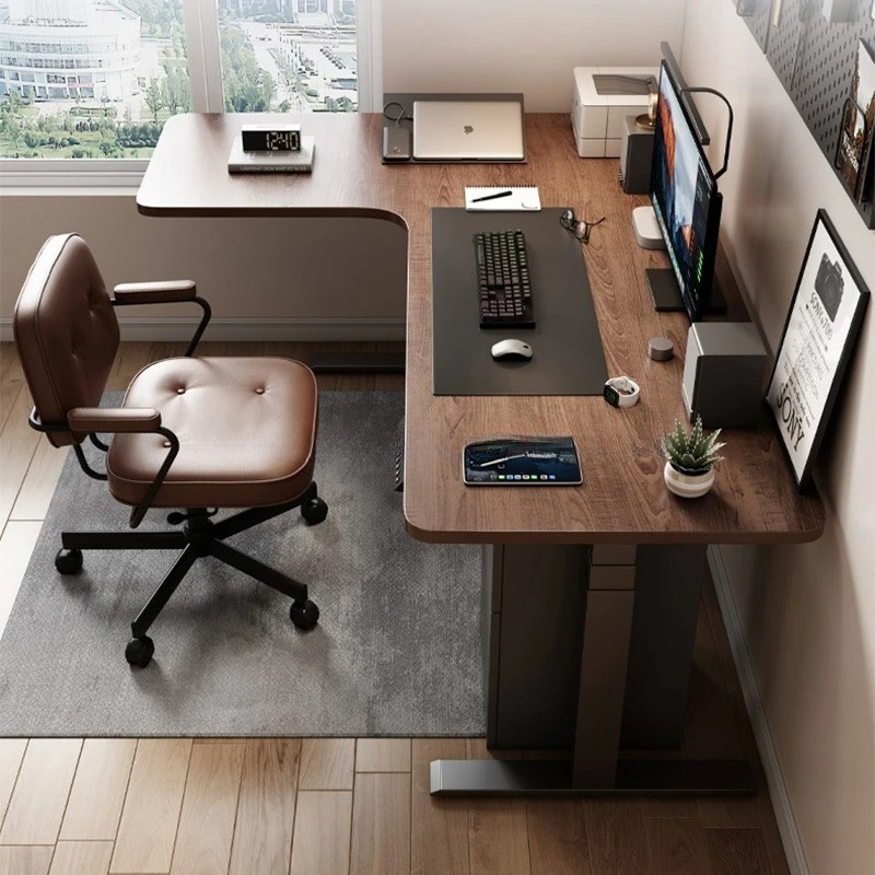 7 形状大型ボスオフィスデスク電動高さ調節可能なコンピュータ - Office Furniture Rental のレビューと価格