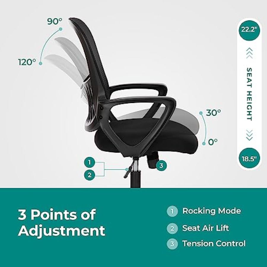 ホームオフィスチェア、ミッドバックコンピューターエルゴノミッ - Task Chair Mid Back のレビューと価格