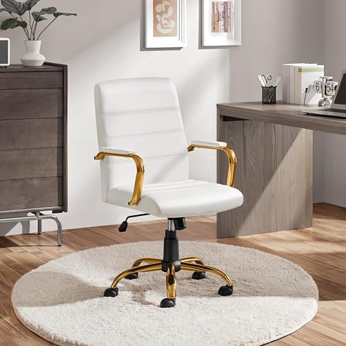 ミッドバックオフィスチェア PUレザーデスクチェア 調節可能 - Task Chair Mid Back のレビューと価格
