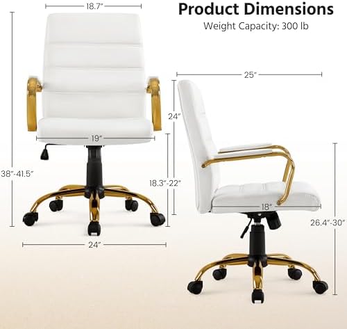 ミッドバックオフィスチェア PUレザーデスクチェア 調節可能 - Task Chair Mid Back のレビューと価格