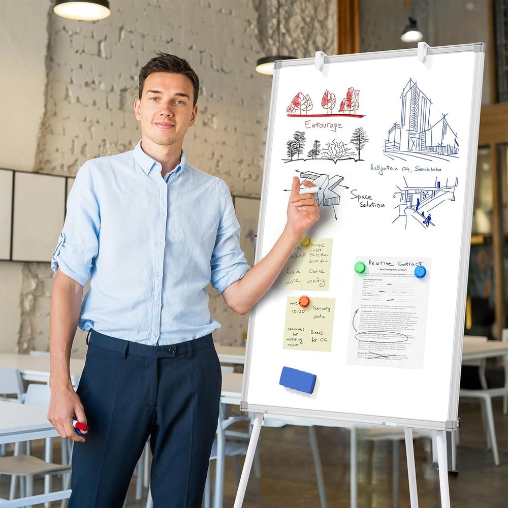 大型ホワイトボードイーゼルスタンド付き、36 x 24インチ - Whiteboard Easel Tripod のレビューと価格