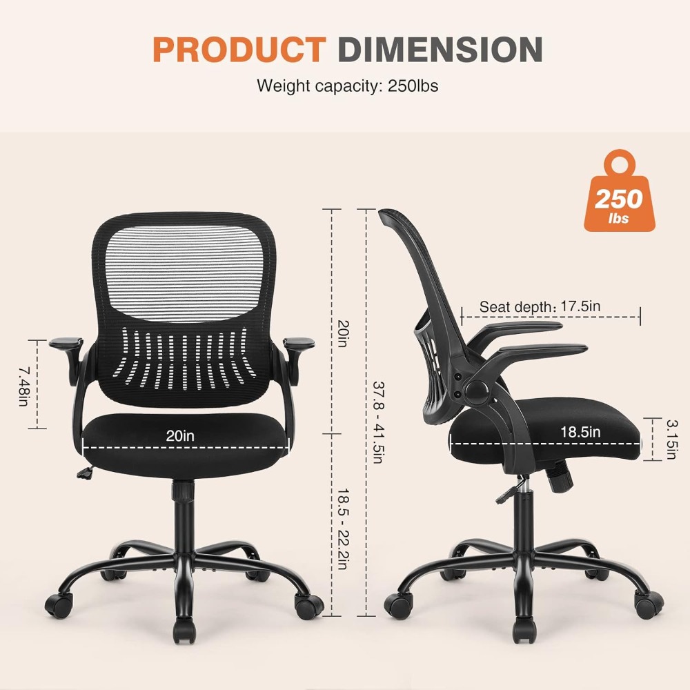 オフィスコンピューターデスクチェア、人間工学に基づいたミッド - Task Chair Mid Back のレビューと価格