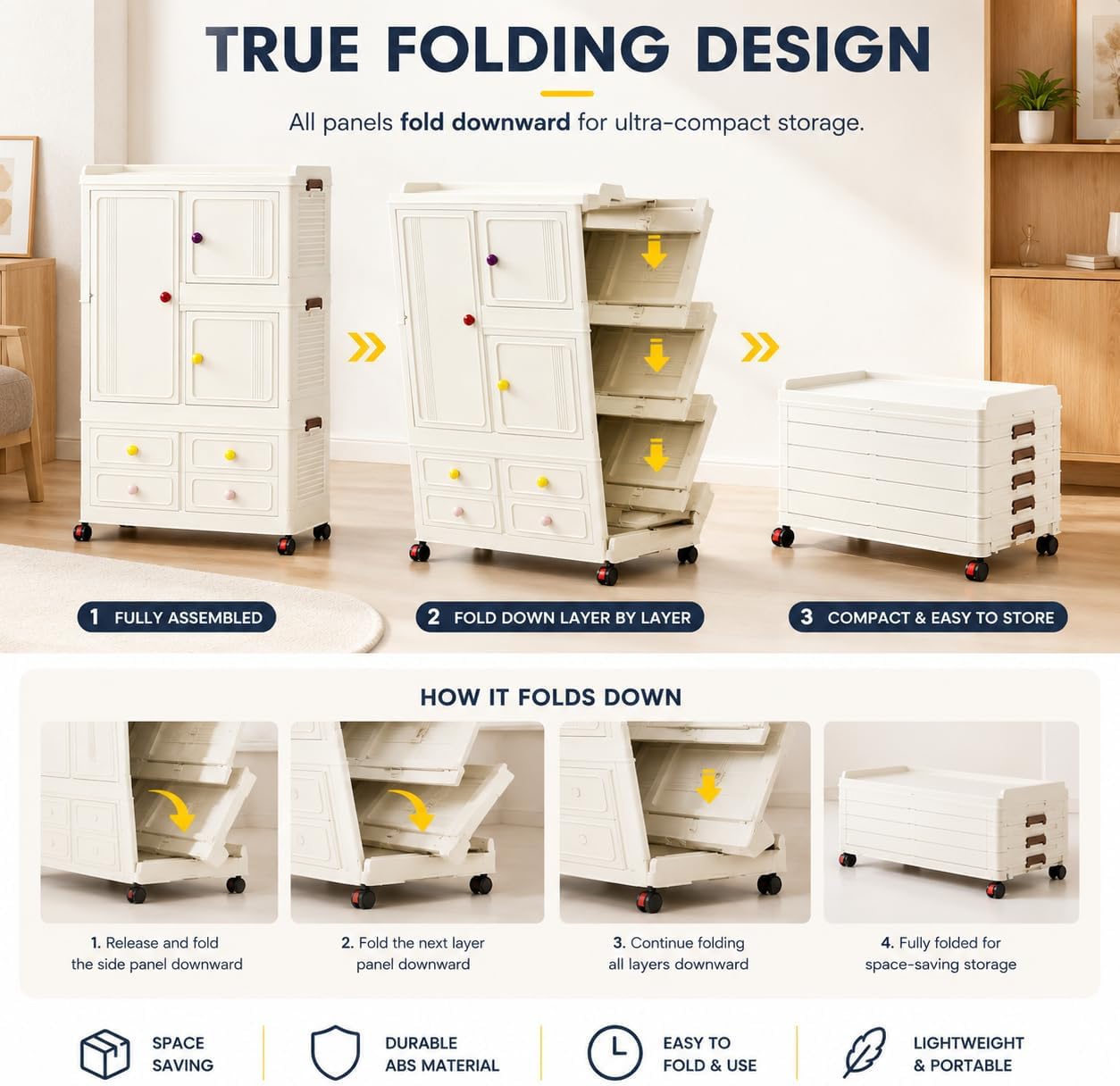 折りたたみ式収納キャビネット、ロック付きホイールとドア付き、 - Office Storage Cabinet のレビューと価格