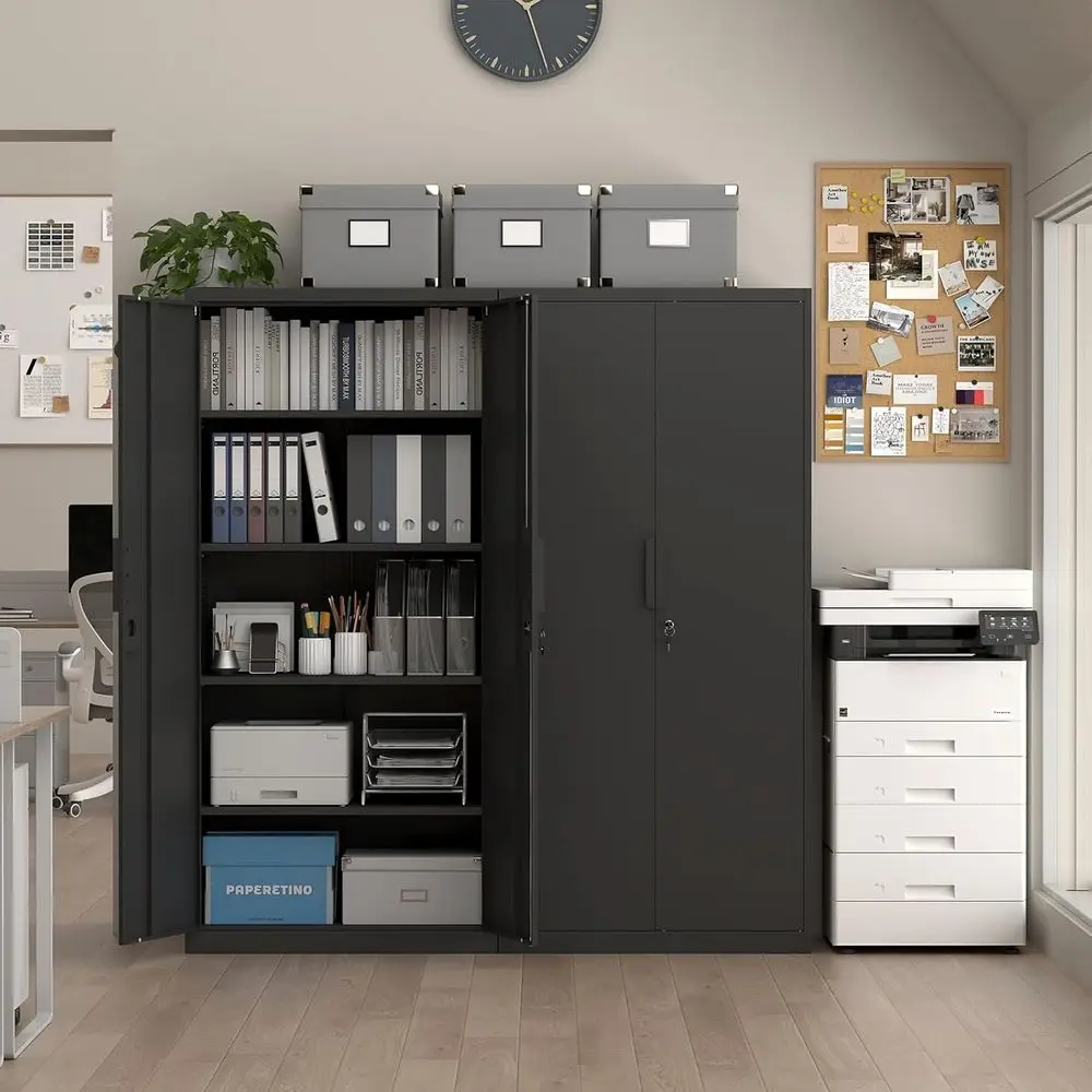 72個の高耐久性金属製収納キャビネット（ロック付き、奥行き1 - Office Storage Cabinet のレビューと価格