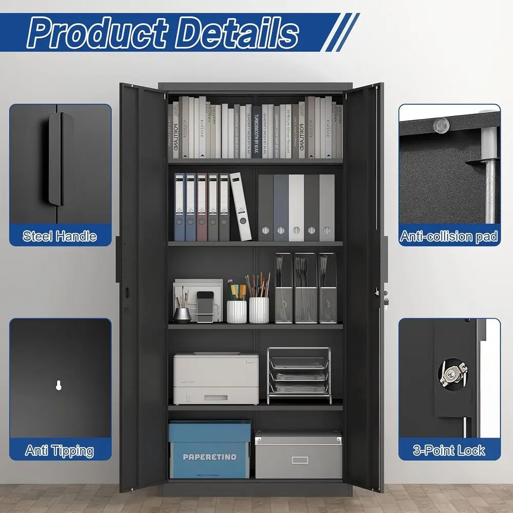 72個の高耐久性金属製収納キャビネット（ロック付き、奥行き1 - Office Storage Cabinet のレビューと価格