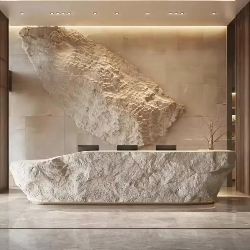 カスタムデザインオフィスカウンター天然石模様デスクFRP素材 - Reception Desk Counter のレビューと価格