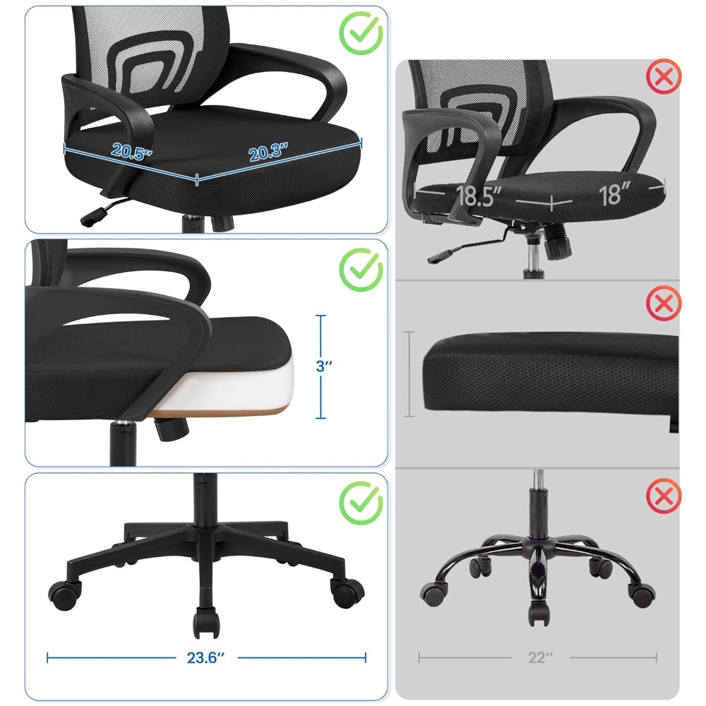 ミッドバックメッシュ人間工学に基づいたオフィスチェア、調節可 - Task Chair Mid Back のレビューと価格