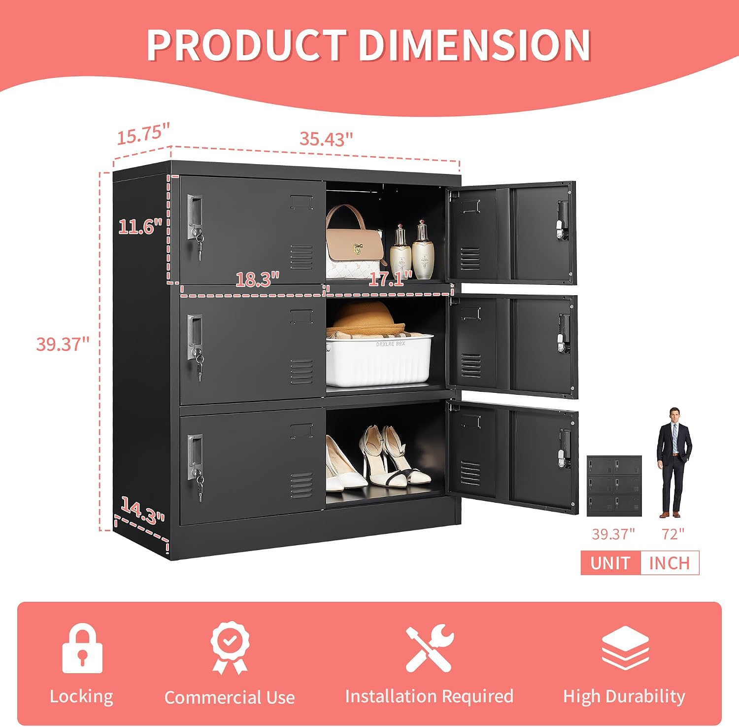 従業員用金属製ロッカー、オフィス収納ロッカー（扉付き）、スチ - Office Storage Cabinet のレビューと価格