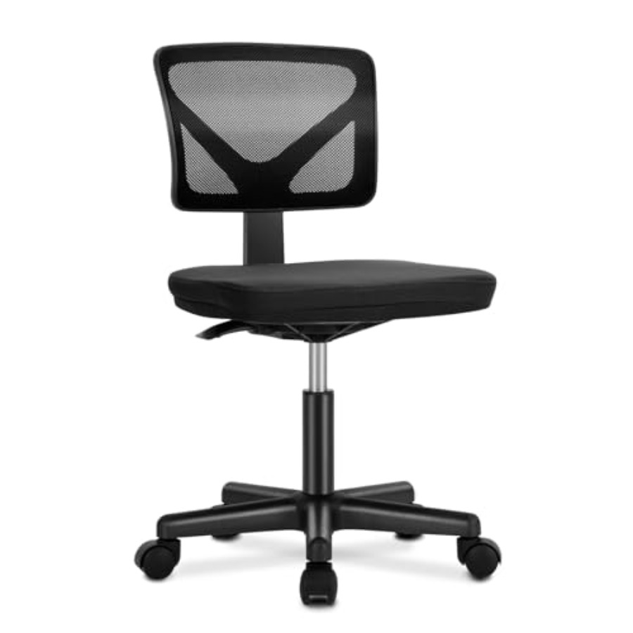 小型オフィスチェア アームレス、人間工学に基づいた調節可能な - Task Chair Mid Back のレビューと価格