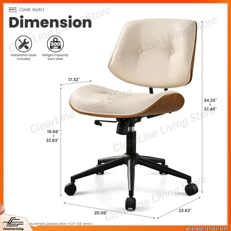 モダンなPUレザーオフィスチェア、ホイール付き回転式コンピュ - Task Chair Mid Back のレビューと価格