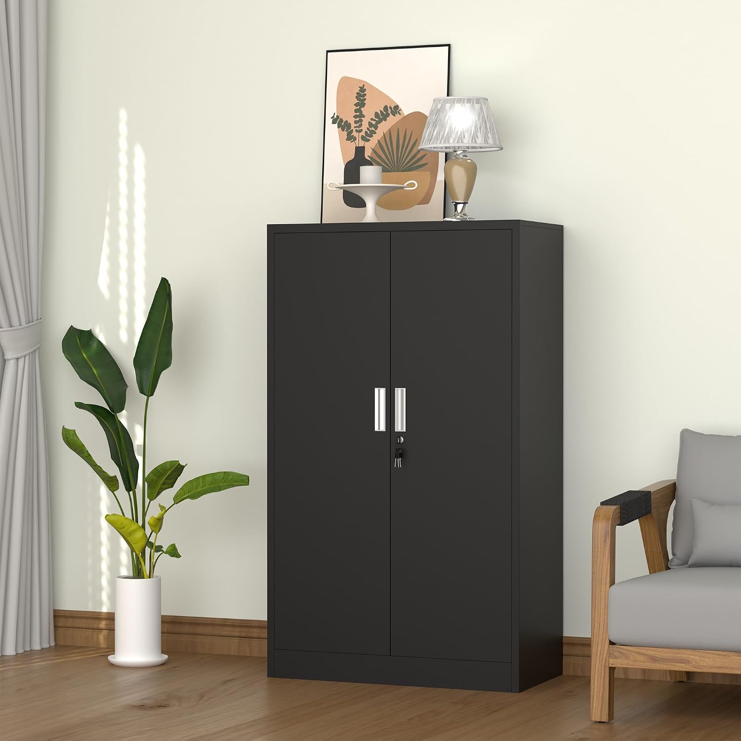 高さ53.5インチの金属製ロック可能な収納キャビネット、ロッ - Office Storage Cabinet のレビューと価格