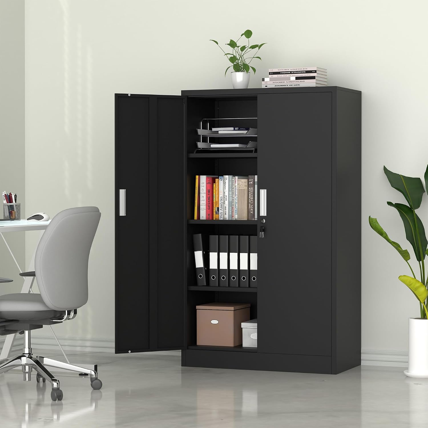 高さ53.5インチの金属製ロック可能な収納キャビネット、ロッ - Office Storage Cabinet のレビューと価格